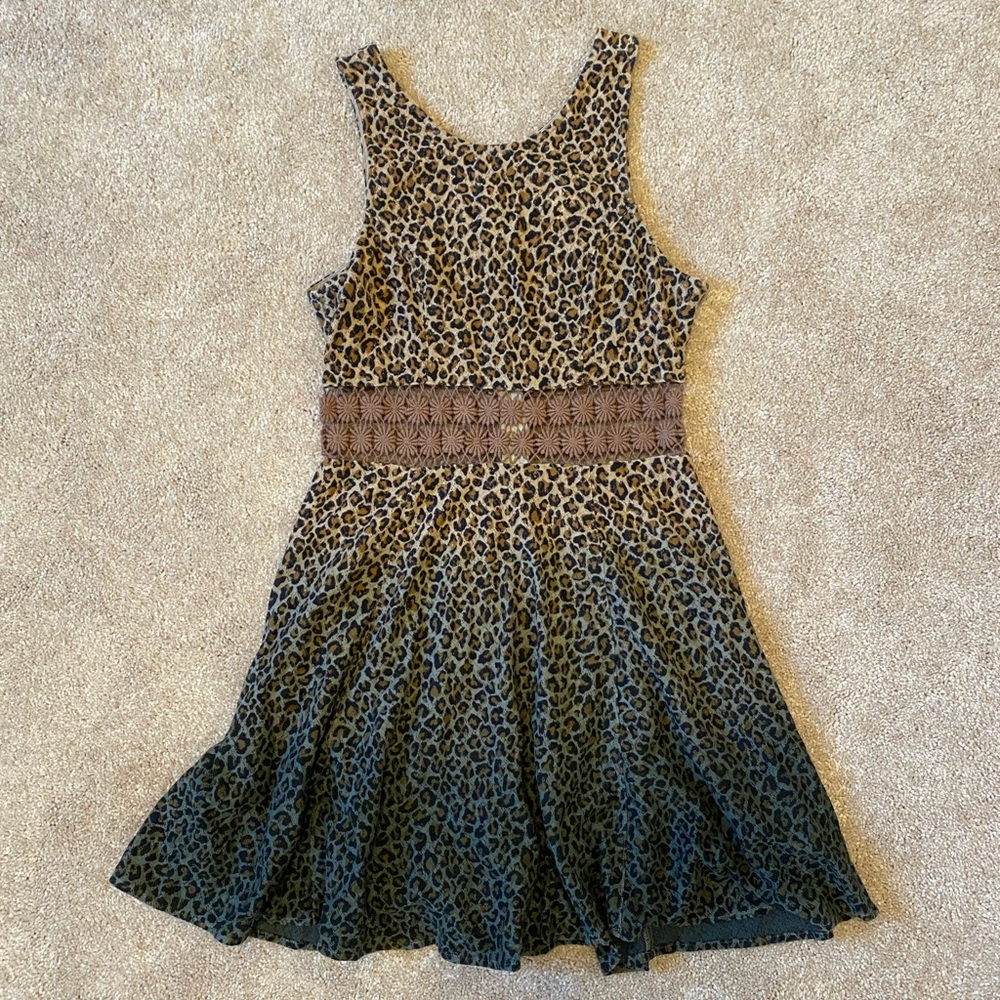 Free People Ombré Cheetah Daisy Waist Lace Dress